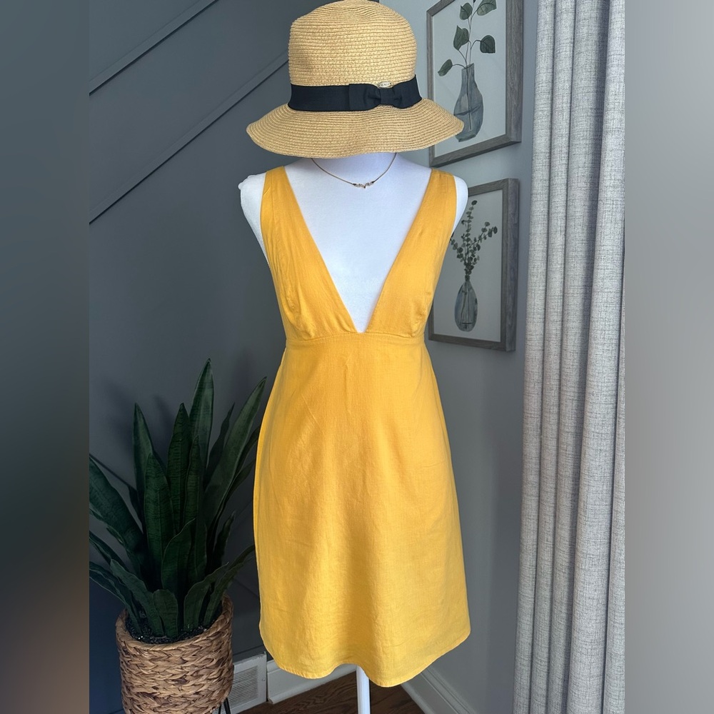Urban Outfitters Festive Coquette Cowboy Yellow Backless Dress
